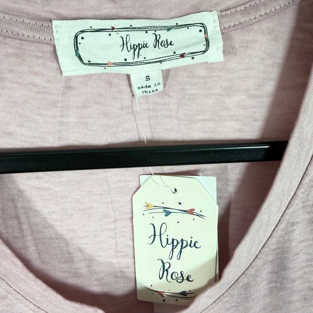 Hippie Rose Womens Small V Neck Cuffed Sleeve T Shirt Pale Iris Heathered - Picture 3 of 11